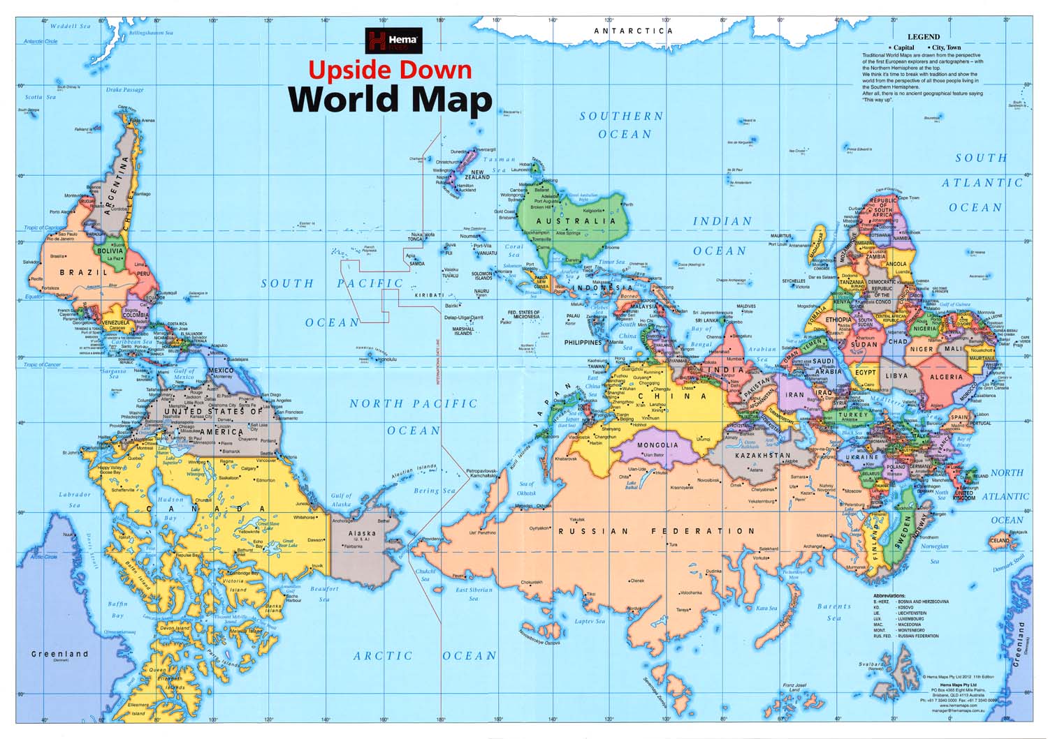 Upside Down World Map